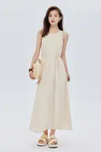 シャンパンカラーのシフォンドレス【バインダー付き・バックストラップ・ウエストマーク・エレガントデザイン】