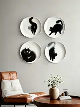 水彩画の猫のデザイン掛け皿【カフェ装飾・壁面用】