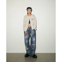 ストリートスタイルのグラフィックプリントスウェットパンツ【ウエスト調節可能・フィット・カジュアル】