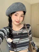 ウール無地ベレー帽【秋冬用・レトロデザイン・立体的】（セットアップ対応）