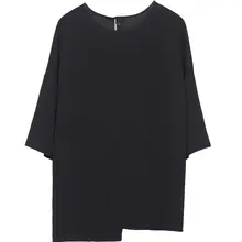 個性的なデザインのアシンメトリーTシャツ【無地・ゆったりしたシルエット・半袖】