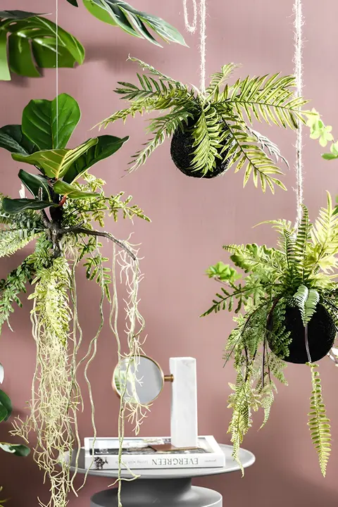フェイクシダ植物 天井吊りボール インテリア装飾 植物壁景用 家庭用飾り 偽花アート