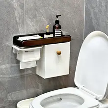 ウォールマウント式防水生理用品収納ボックス【穴あけ不要・バスルーム用・トイレットペーパー収納】