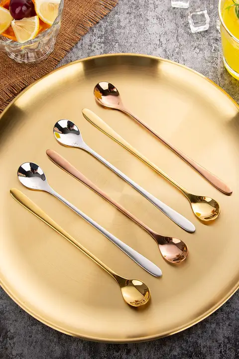 ステンレス製ロングハンドルスプーン【コーヒー・デザート・調理用・アイスクリーム対応】