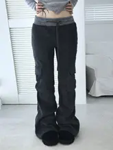 カジュアルなストリートスタイルポケット付きパンツ【コントラストデザイン・ヴィンテージ風・スリムフィット】（セットアップ対応）