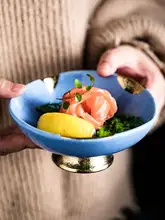 モダンデザインの高脚セラミック刺身皿【和食・デザート・前菜用】