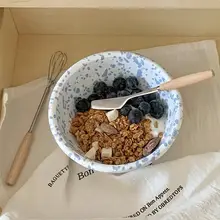 韓国風 マーブル模様のエナメル製キャンプ用オートミールボウル【フルーツ・ヨーグルト・朝食用】