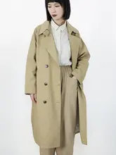Shu Rui 黒いトレンチコート【中長丈・春秋用・フリーサイズ・膝下丈】