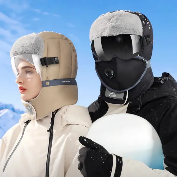 防風防寒メンズ＆レディース一体型バイカー帽【冬用・フード付き・保温性】