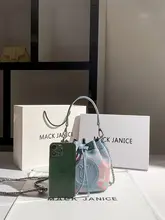 バケットバッグ レディース グラフィティ柄 ピンク×ブルー 斜めがけ ショルダーバッグ キュート おしゃれ 「MackJanice」