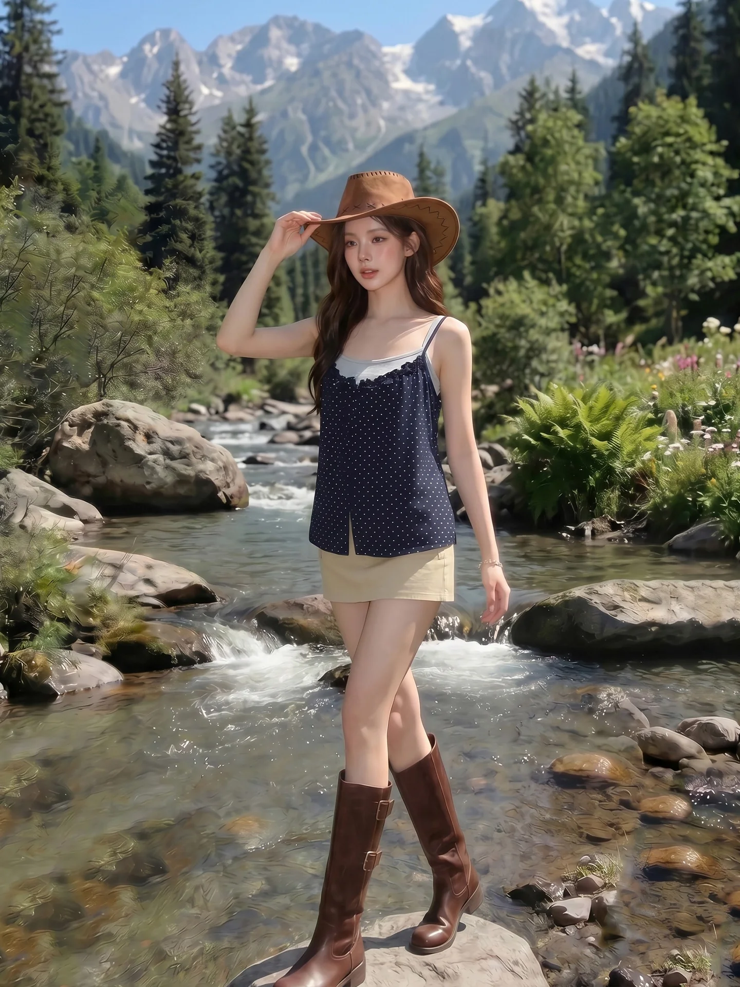 よそ行きの服で夏のスタイルを変えるには？韓系ドット柄キャミソールが解決する3つの課題