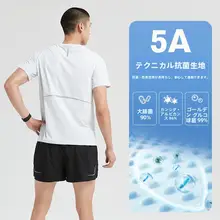 男性用夏のフィットTシャツ【速乾・吸湿・短袖・トレーニン グ・ランニング用】【ショートパンツ付き】（セットアップ対応）