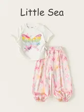セットアップ 2点セット キッズ ガールズ 半袖Tシャツ 立体リボン 短丈 ジョガーパンツ カジュアル 甘め おしゃれ 夏