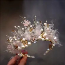 淡いピンクの花冠【子供用・プリンセススタイル・演出用】（セットアップ対応）