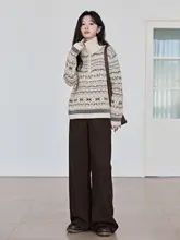 深灰色のニットセーター【レトロスタイル・オールシーズン対応】（セットアップ対応）