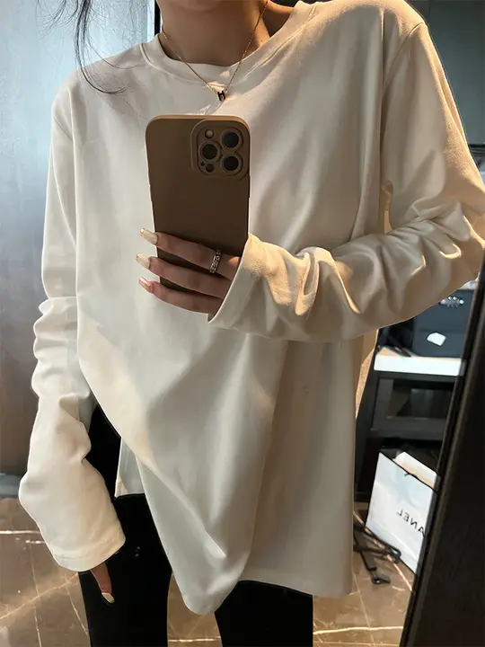 極上の柔らかさの長袖Tシャツ【カジュアル・開襟・ドルマンスリーブ】