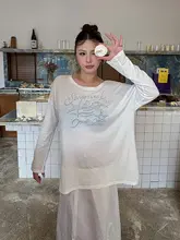 軽くてゆったりしたデザインの水珠プリント超薄Tシャツ