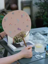 羊毛刺繍のDIY団扇材料キット【携帯用・小型竹扇子】