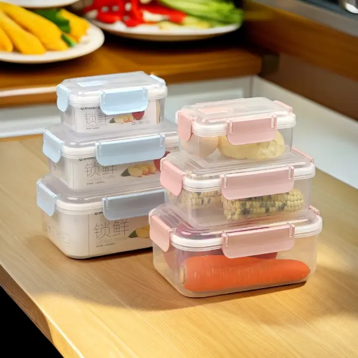 冷蔵庫用 透明プラスチック保存ボックス【長方形・電子レンジ対応・密閉タイプ】