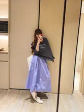 光沢感のある高腰Aラインスカート【爽やかで快適・スタイル】（セットアップ対応）