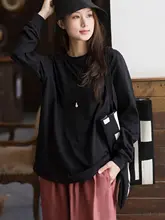 コットン起毛Tシャツ ゆったりスリム カジュアル クルーネック トップス プルオーバー 秋の新作