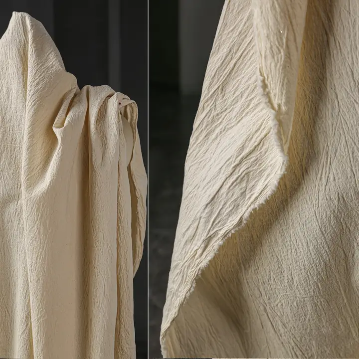 自然なシワ感のリネン風天絲生地【ヴィンテージ風・DIY用コートワンピース生地】