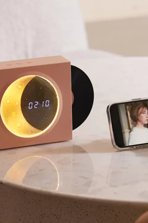 レコードデザインの時計付きミニスピーカー【バレンタイン・誕生日ギフト】