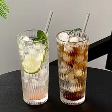 フタ付き 大容量透明ストローカップ【アイスコーヒー用・グラス飲料・おしゃれデザイン】
