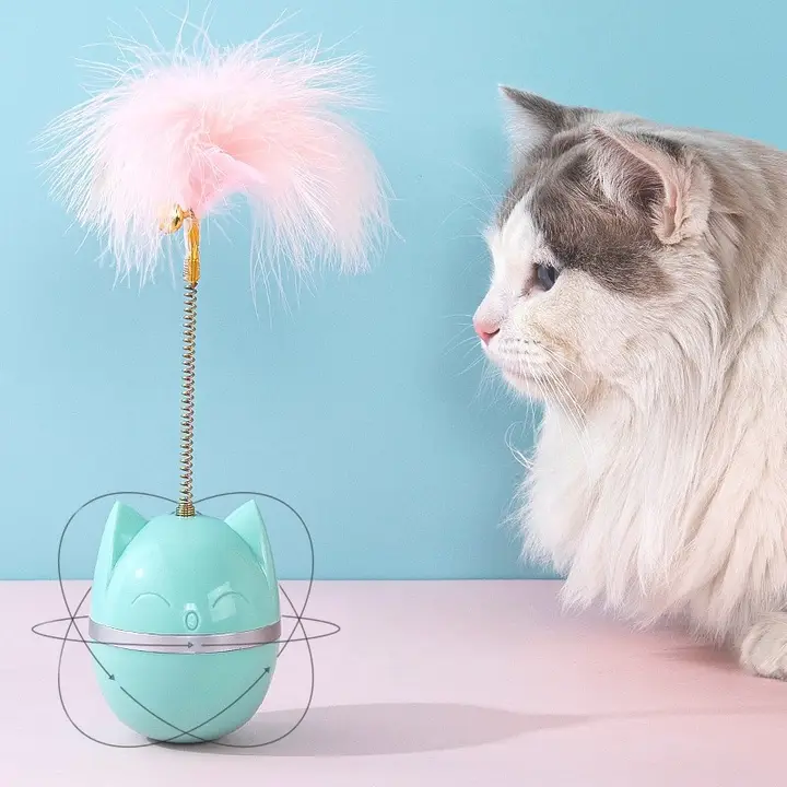 耐噛性 キャットボールおもちゃ【羽毛付き・鈴音・バランスボール・子猫用】