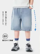 男の子用デニムショートパンツ【夏用・レトロデザイン・五分丈】（セットアップ対応）