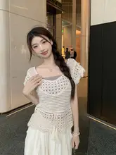 華やかなレースの透かし編みシフォンシャツ【秋用・女性用・個性的デザイン】