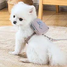 ペット用 ハーネス付きリード【防脱落・バックパックスタイル・小中型犬用】