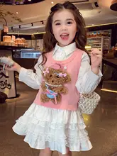 ワンピース ベスト キッズ ガールズ 2点セット おしゃれ 韓流 春物