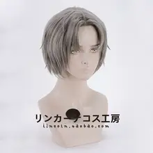コスプレ用 灰色のショートヘアウィッグ【反り上がりスタイル】