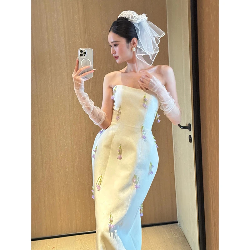 フランス風花苞ロングドレス：結婚式二次会に最適なエレガントなスタイルとは