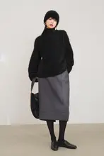 極上の柔らかさのスーパーモヘアのロングセーター【ラウンドネック・豊かな毛並み】