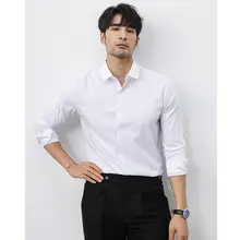 シンプルで洗練されたデザイン！黒の長袖スリムシャツ【ビジネス・カジュアル対応】