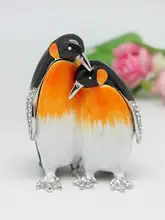 エナメル工芸の合金製ペンギン装飾ボックス【クリエイティブなカップル向け・デスク用インテリア】