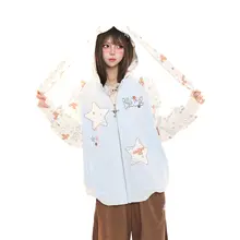 ジップアップパーカー レディース フード付き カートン柄 ガーリー フェミニン 着回し 春