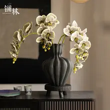 手触りの良いストライプデザインのデンファレ造花【リビング・ダイニングテーブル用・インテリア装飾】