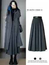 グレーのウールプリーツスカート【Aライン・女性用・秋冬物】