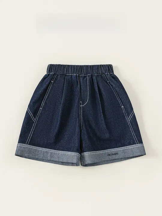 デニムショートパンツ キッズ ガールズ ロールアップ ストリート 着痩せ 着回し カジュアル 夏