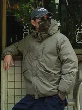 冬季用アウトドアジャケット【白鹅绒・フード付き・厚手・保温性】

