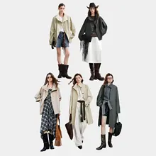 トレンチコート ワンピース レディース チェック柄 アシンメトリー ヴィンテージ ロング ショート 秋