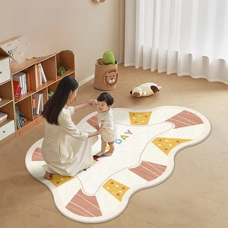 子供部屋・リビング用デザインラグ：洗濯不要の卡通風カシミア素材で快適な空間を実現