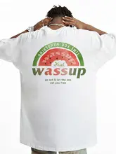 半袖Tシャツ ユニセ ックス カジュアル ストリート インナー ペア 夏「WASSUP HEODS」