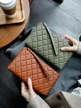 真皮製 ダイアモンドタイルデザインの長財布【軽量・スマホ収納可・シンプルなハンドバッグ】