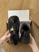 厚底ブラックレースアップシューズ【丸いトゥ・マリージェーン・軽量ウィンタースタイル・穴あけ不要】