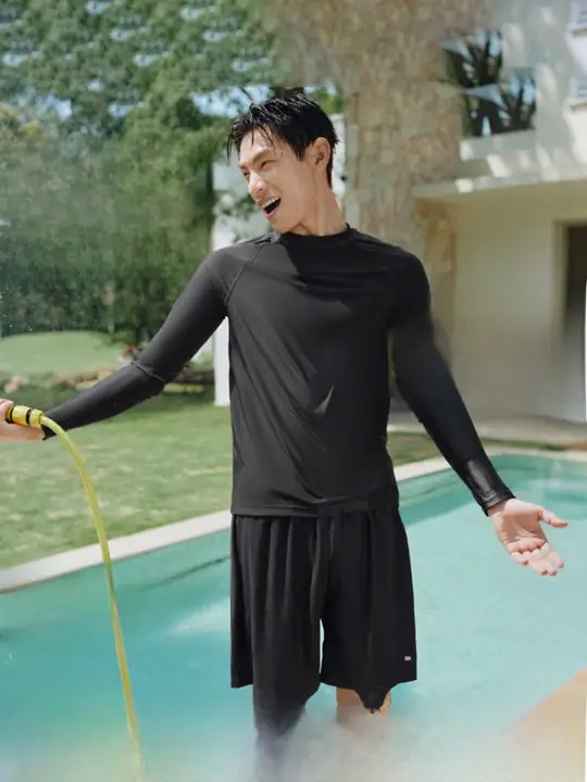 男性用水着【アウトドア・長袖・ショートパンツ・速乾・サーフィン・潜水用・防晒機能】（セットアップ対応）