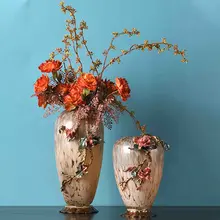 ルリ花瓶オブジェ【エレガント・新中式・玄関用・干花アート装飾】